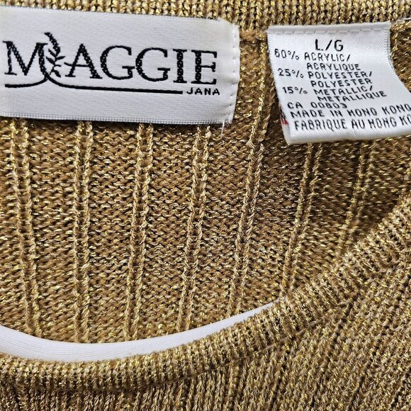Vintage Maggie Jana Crew Neck Knit Gold 1980's Sweater in Size L - Picture 9 of 9